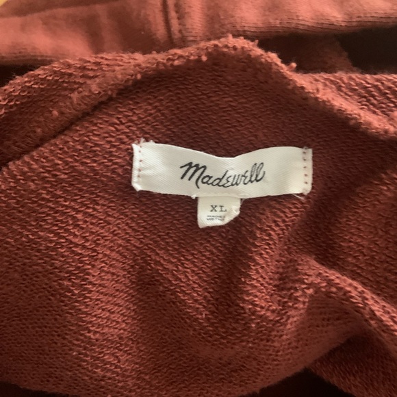 Madewell Drop Shoulder Rust Colored Cotton Blend Pullover Hoodie - Picture 5 of 10